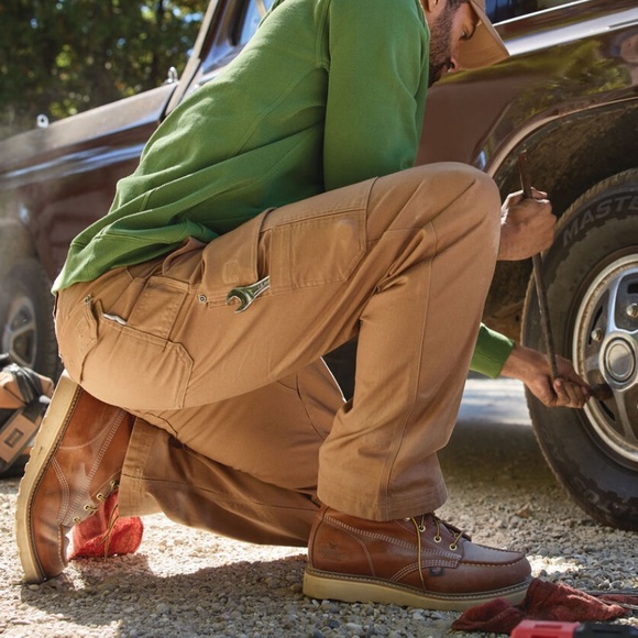 NEW Duluth Trading Co Fire Hose Fleece lined Relaxed Pants Brown 38x34 - Picture 2 of 10